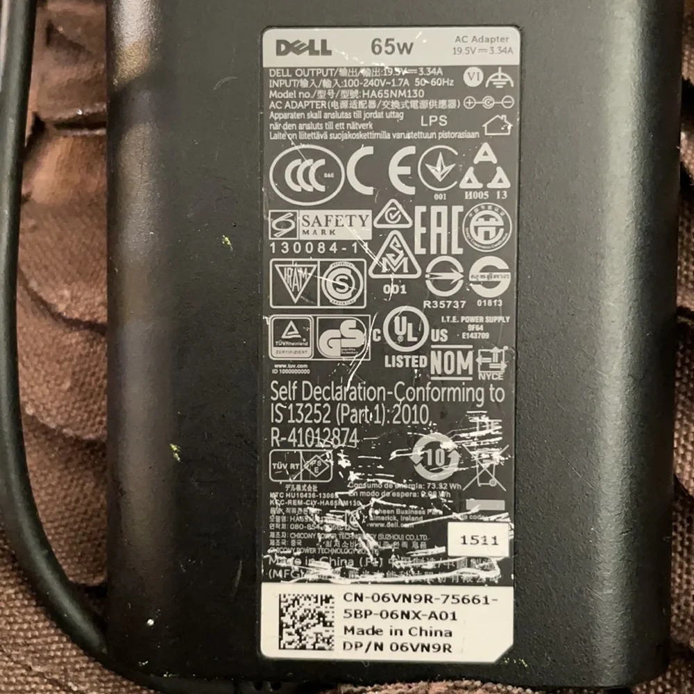 Gently Used Dell 65W AC Power Adapter Charger in great condition.